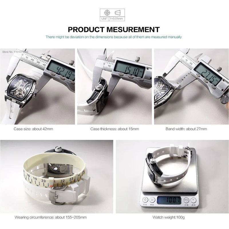 Men's Automatic Mechanical Watch with Hollow Dial and Stainless Steel Case