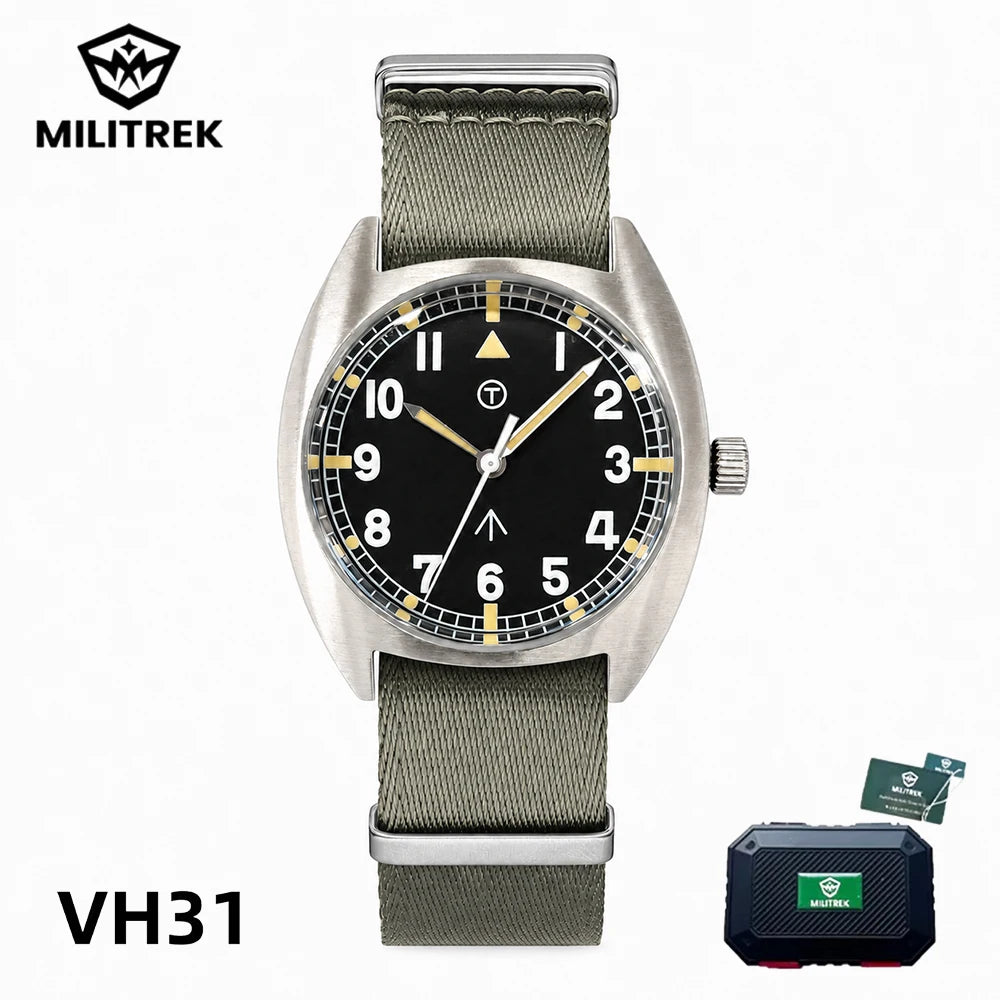 Men's Retro Field Watch 38mm Sapphire Glass Waterproof Quartz Sport Watch