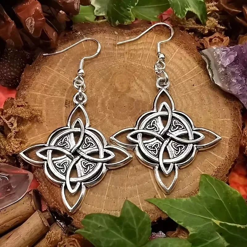 Vintage Witch Knot Earrings Celtic Pagan Wicca Symbol Jewelry for Women