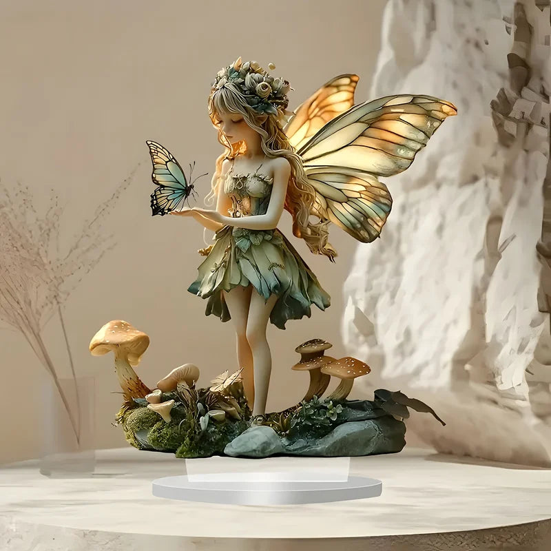 Bohemian Fairy Statue Desktop Decor with Stand - Home & Office