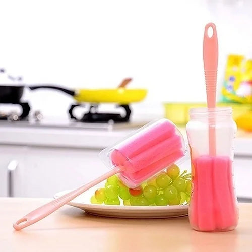 2 Pcs Kitchen Sponge Brush for Wine Glasses, Bottles, Coffee & Tea Cups - Eco-Friendly Cleaning Tools