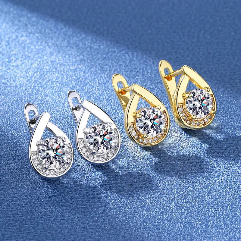 Sterling Silver Zircon Earrings for Women - Sparkling Party & Wedding Jewelry