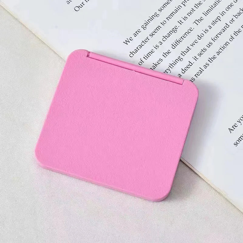 Double-Sided Portable Makeup Mirror - Square Compact Handheld Mirror for Girls