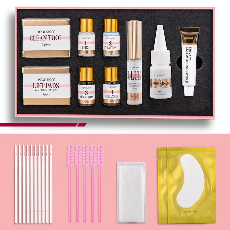 Lash Lift and Tint Kit for Eyelash Curling and Eyebrow Dyeing - Professional Use