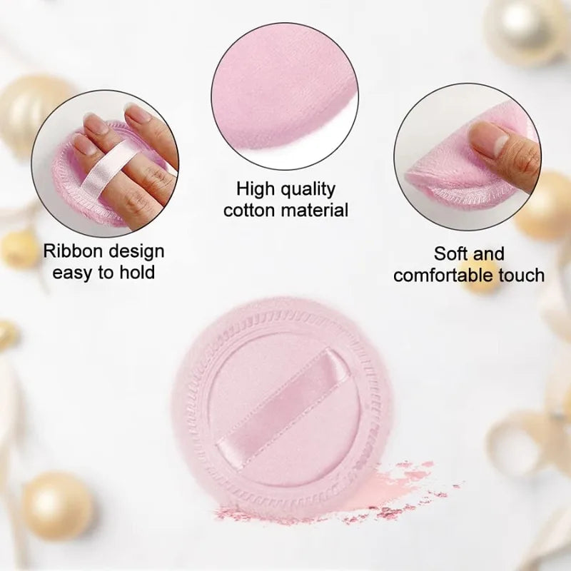 5pcs Makeup Powder Puff Set with Ribbon for Face and Loose Powder Application