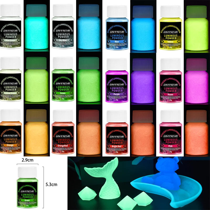 20g Long Lasting Fluorescent Powder for Resin & Jewelry Making - Glow in Dark Pigment