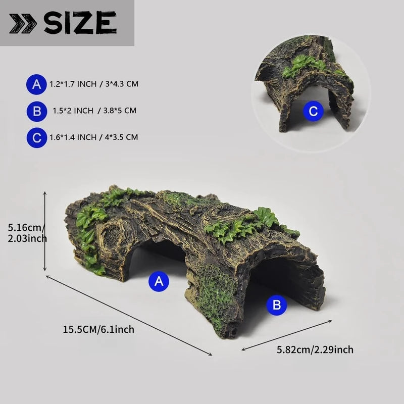 Lifelike Aquarium Hollow Tree Tunnel Cave Ornament with Safe Resin Material