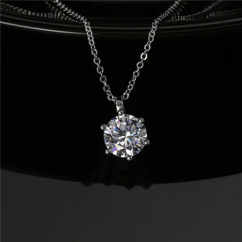 2ct Moissanite Sterling Silver Necklace Pendant for Women Wedding Jewelry