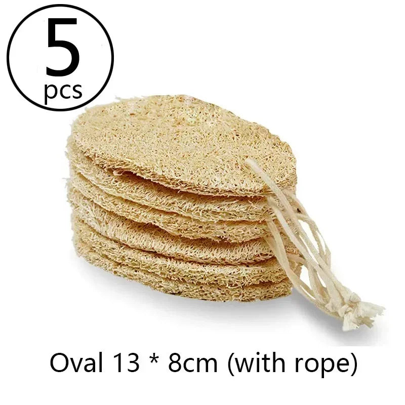 Natural Loofah Sponges Set - Organic Exfoliating Bath & Body Scrubber, 5 pcs