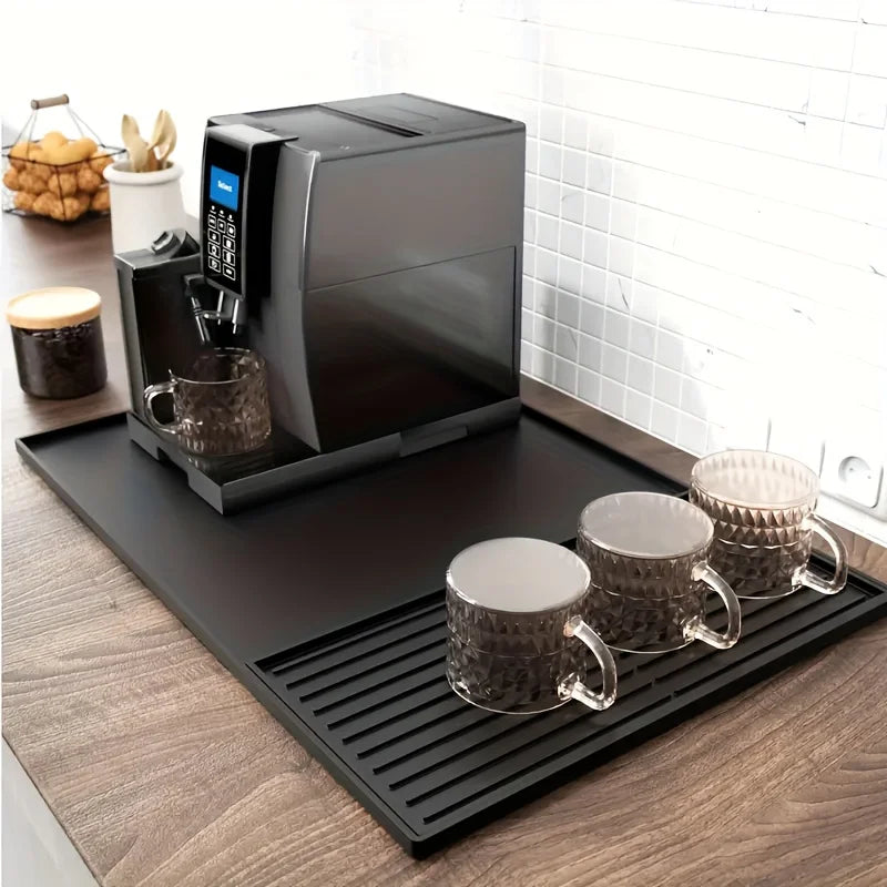 Large Silicone Coffee Bar Mat - Non-Slip Counter Protector 60x40cm Heat Resistant for Espresso & Home Kitchen