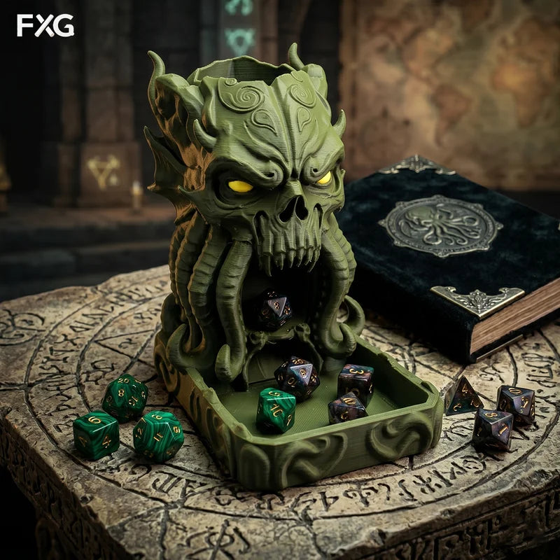 Cthulhu Dice Tower Decorative Ornament for TTRPG, Desk Decor, Dark Nautical Style
