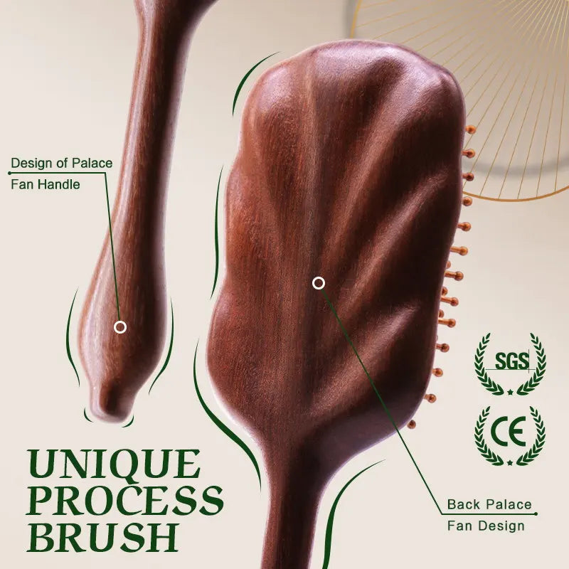 Wooden Wide-Tooth Paddle Hair Brush for Women Scalp Massage & Detangling