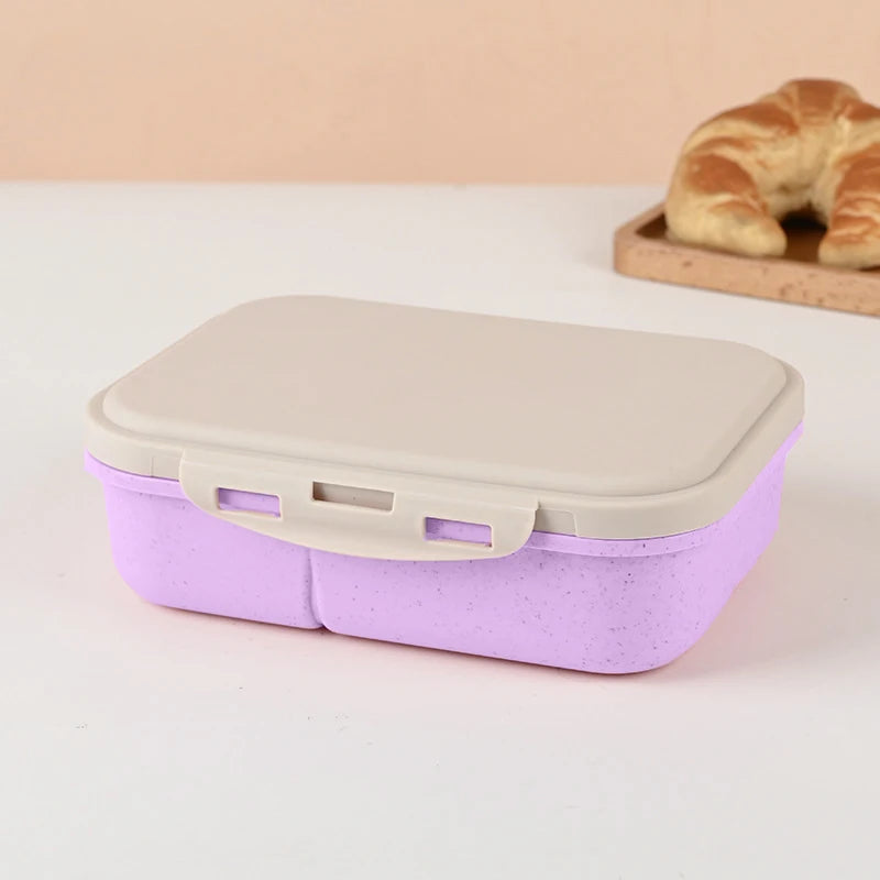 Kids Lunch Box Bento Container with Dinnerware - Cute & Portable Food Storage