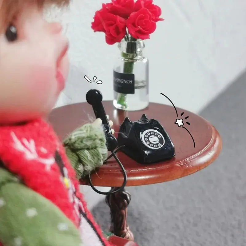 Miniature Fixed Telephone Dollhouse Accessory - 1:12 Scale, Multiple Colors