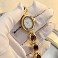 Elegant Oval Women's Wrist Watch with Sparkling Stones, Luxury Style