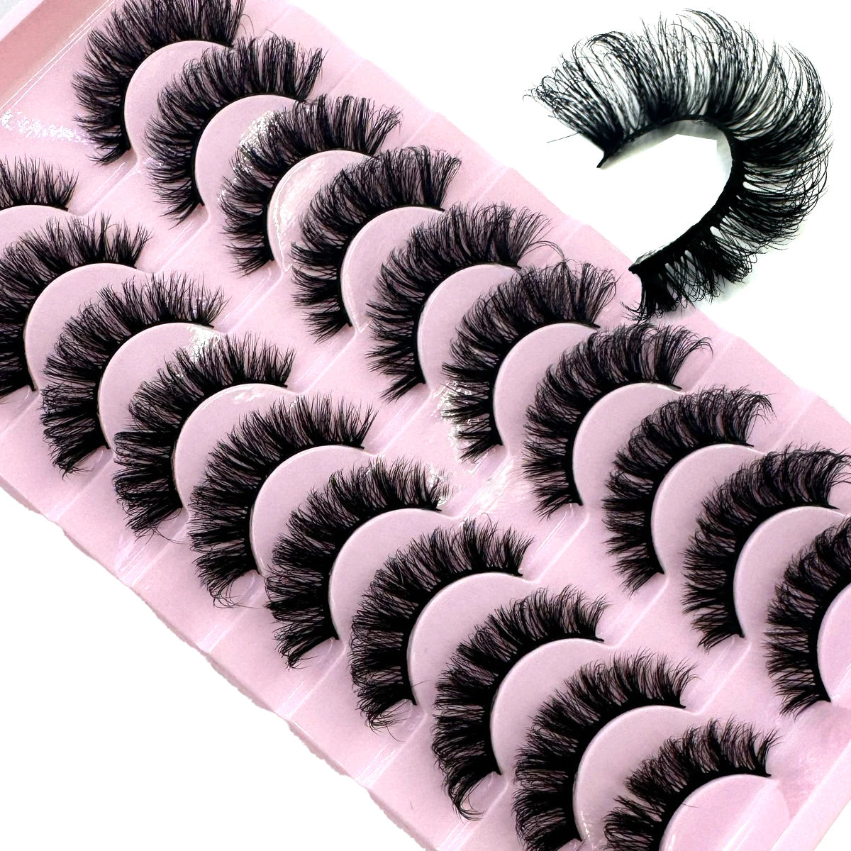 10 Pairs Fluffy Mink False Eyelashes - Natural Dramatic Look, Wispy & Long