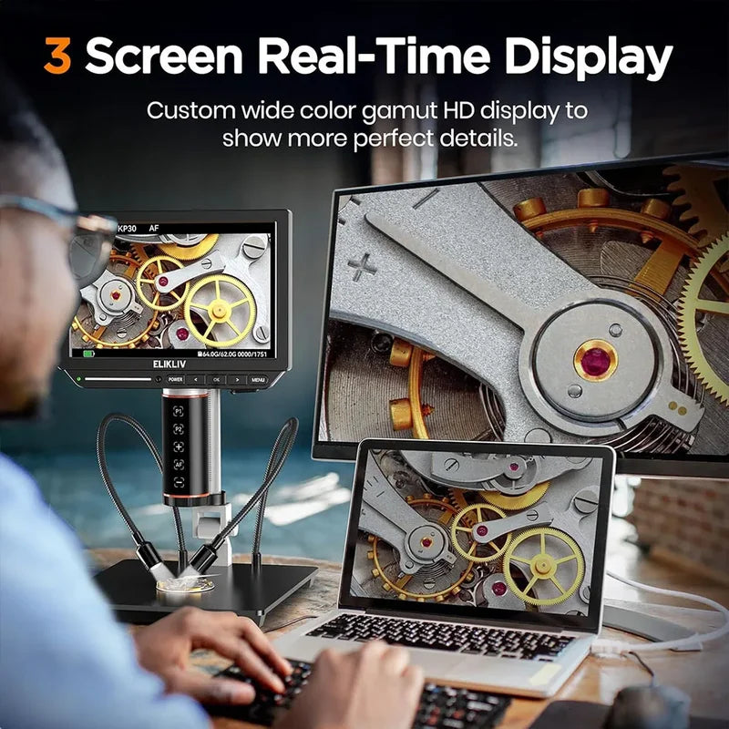 4K Digital Microscope with Autofocus 2000x HDMI Soldering Repair Kit 8" Screen