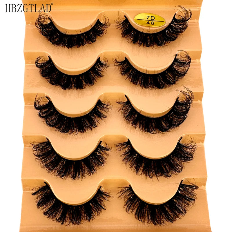 3D Natural False Eyelashes with D Curl Fluffy Style - Wispy Cross 5 Pairs