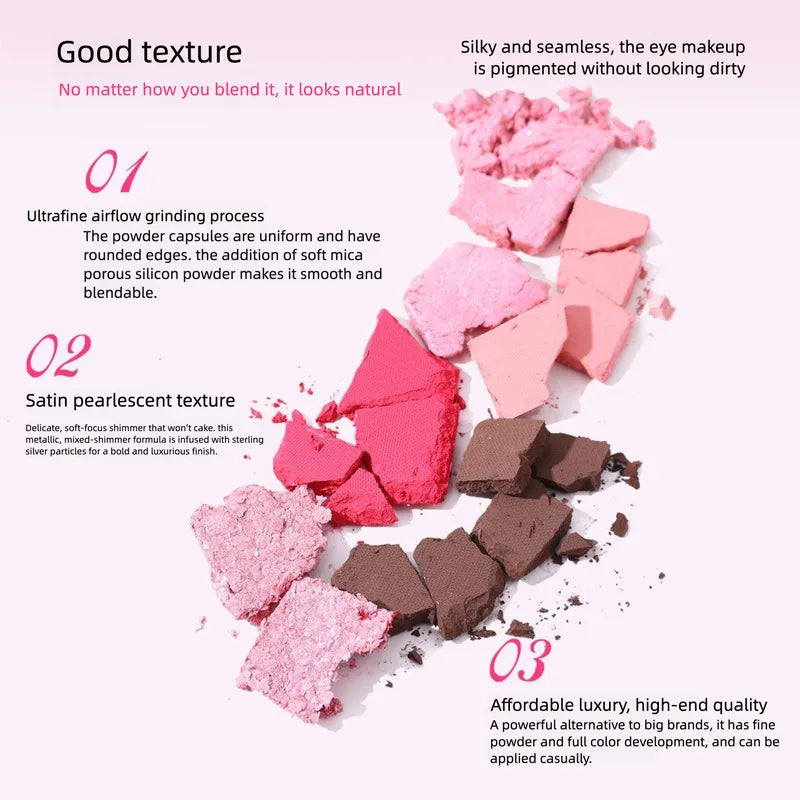 Colorful Eyeshadow Palette with Sparkling Pearl & Matte Finishes - Multiple Shades