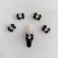10pcs Resin Bow Nail Art Decorations with Heart Crystal Rhinestones & Pearls