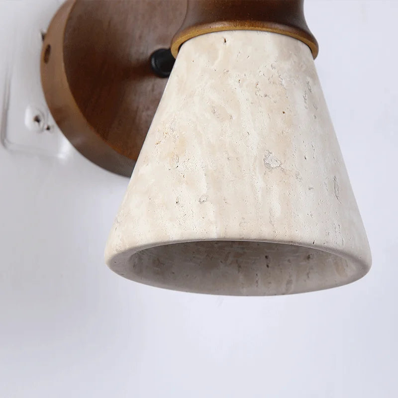 Natural Stone Wall Lamp - Yellow Travertine Sconce for Bedroom & Living Room