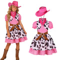 Girls Cowgirl Costume Dress with Cowboy Hat for Halloween and Parties