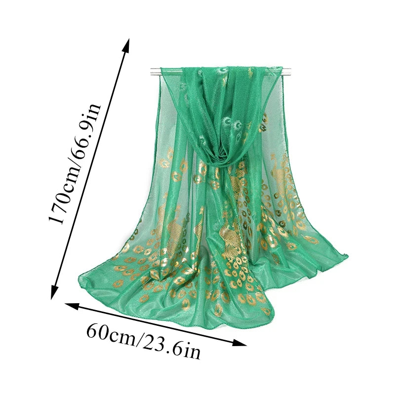 Peacock Bronzing Scarf Women’s Lightweight Breathable Shawl Travel Beach Wrap