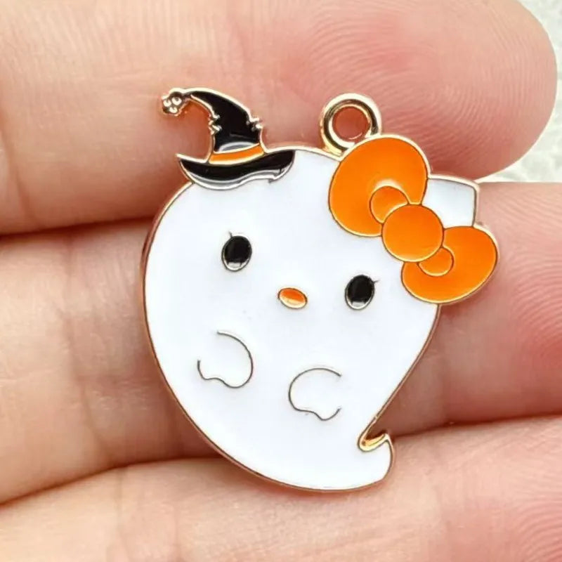 Halloween Cartoon Cat Skeleton Jewelry Pendant Keychain Set - DIY Accessory