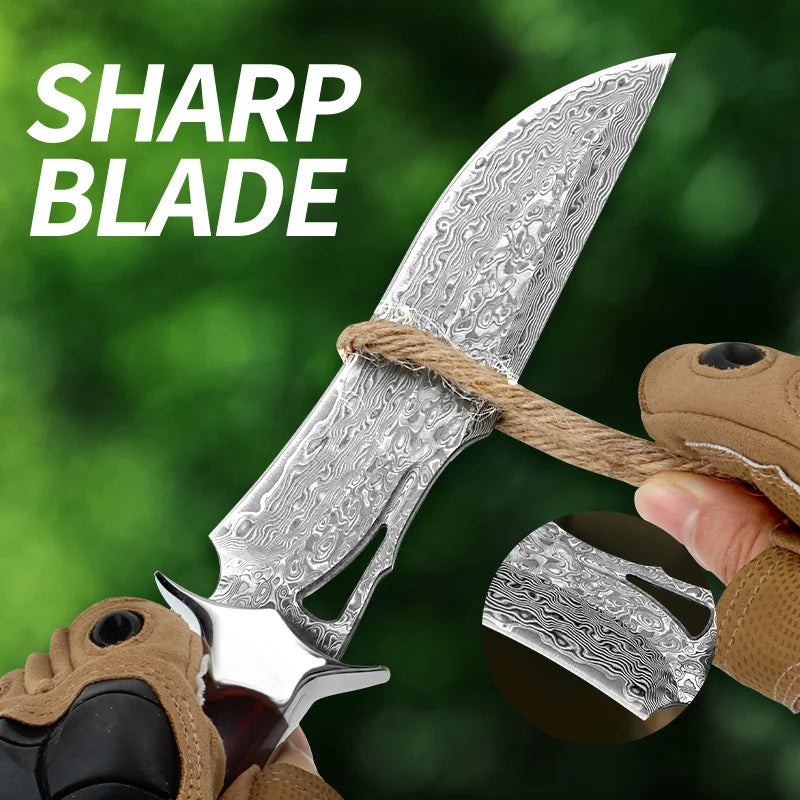 Large Damascus Stainless Steel Knife - Sharp and Portable Kitchen Tool