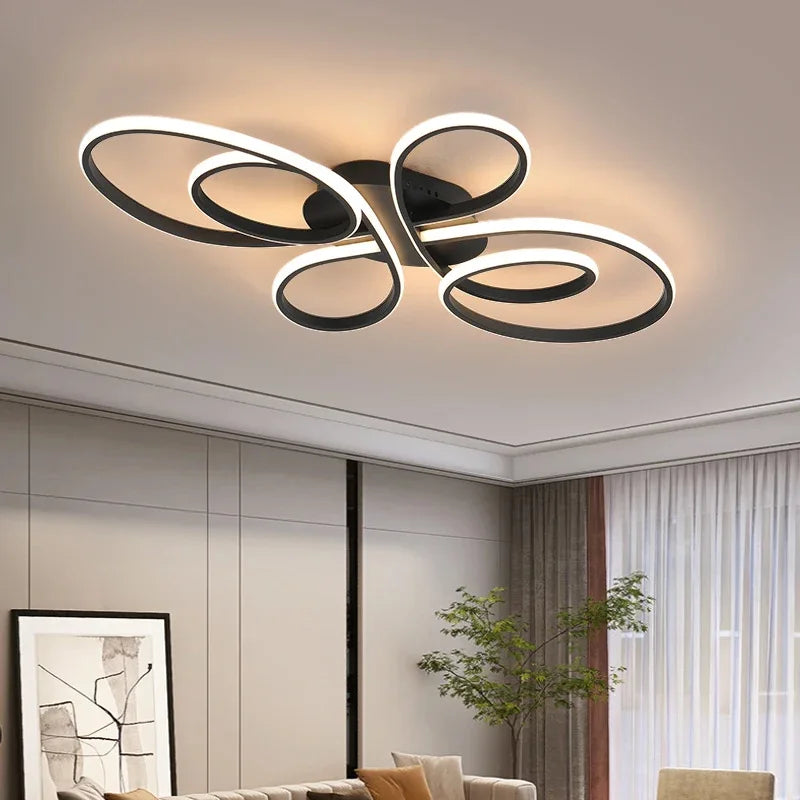 Modern LED Ceiling Light with Dimmable Remote Control - Energy Efficient Hanging Lamp for Living Room