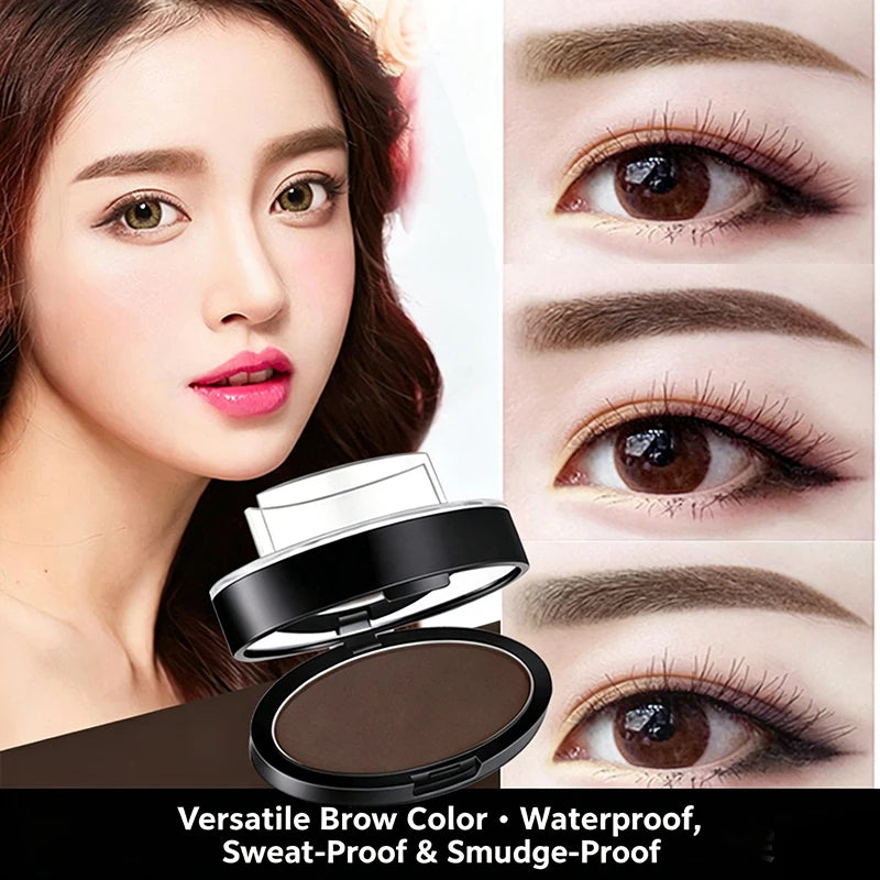 Eyebrow Powder Stamp Kit - Waterproof Natural Brow Makeup Palette with Stamp Applicator