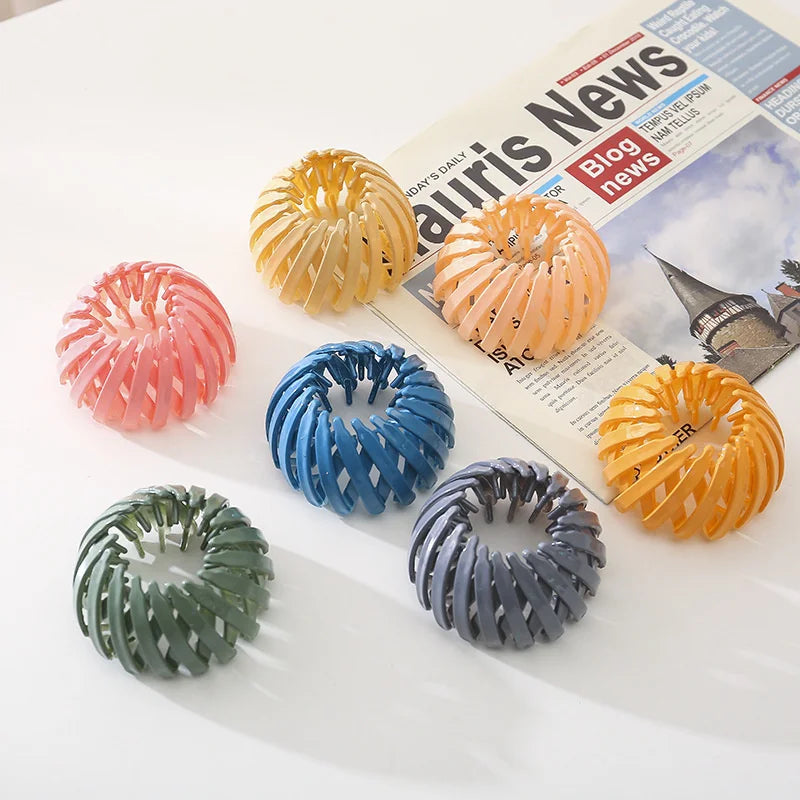 Women Bun Claw Clips Ponytail Hair Accessories Bird Nest Expandable Hair Claw
