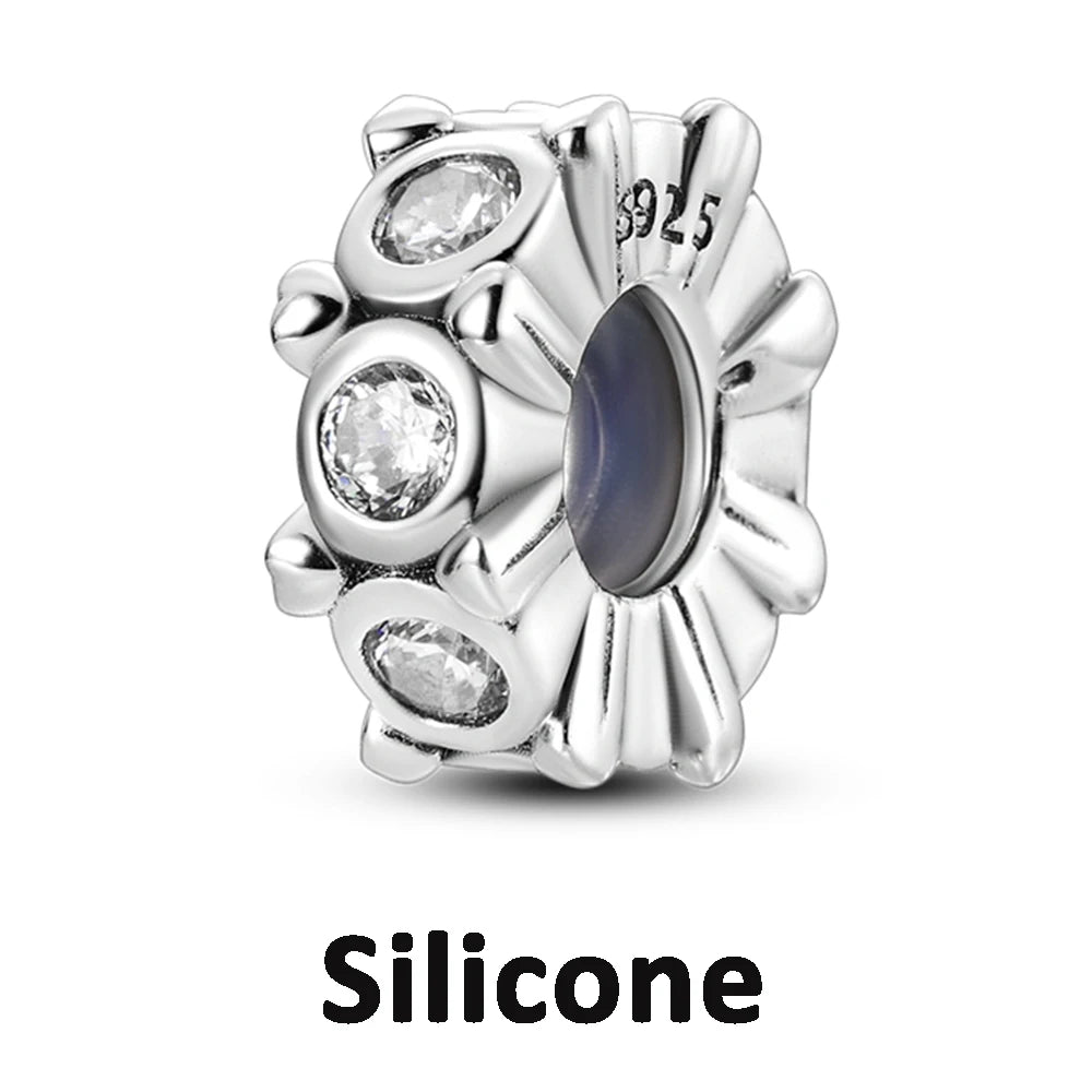 925 Sterling Silver Silicone Spacer Stopper Clip Charms for Jewelry DIY Women