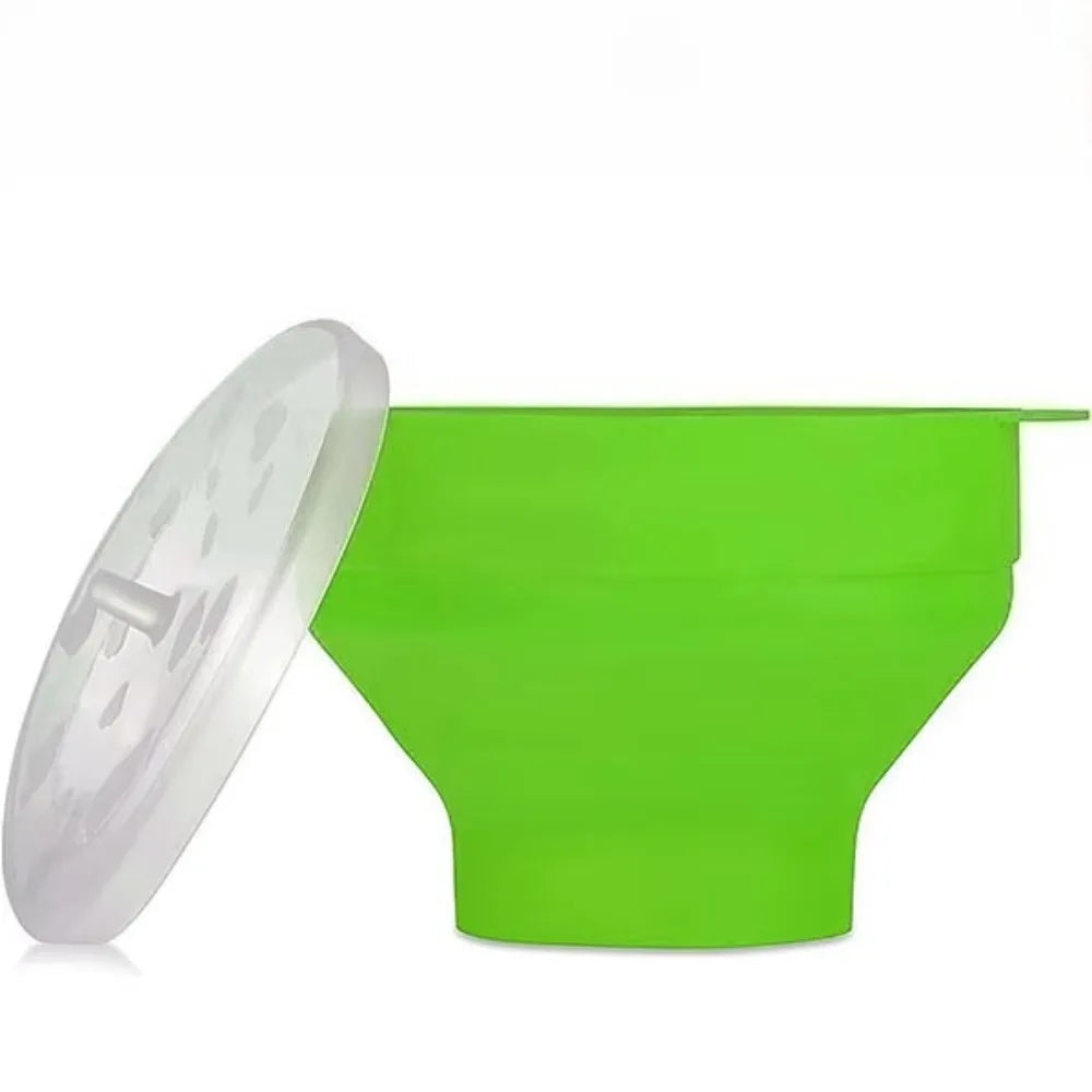Silicone Microwave Popcorn Maker Bowl with Lid - Collapsible & Easy to Use