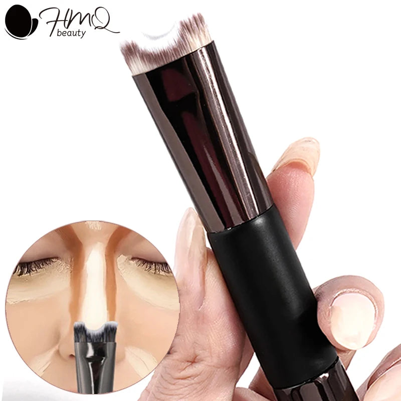 Dual-End Nose Contour Makeup Brush for Face & Eyeshadow - Highlight & Shadow Tool