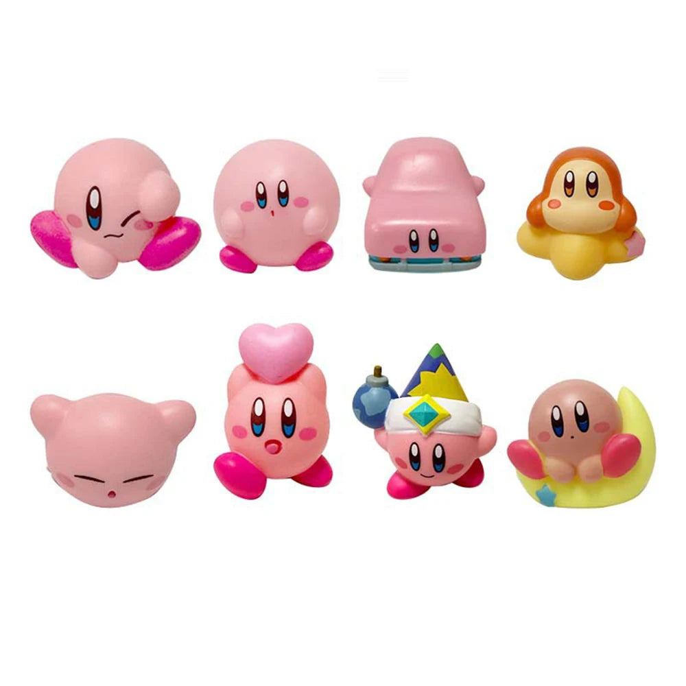 8-Piece Kirby Anime Action Figures Set, Cute Cartoon Pink Mini Collectible Toys for Kids