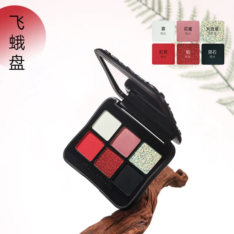 Vegan Eyeshadow Palette with 6 Color Variants - Matte, Duochrome, Glitter Finishes
