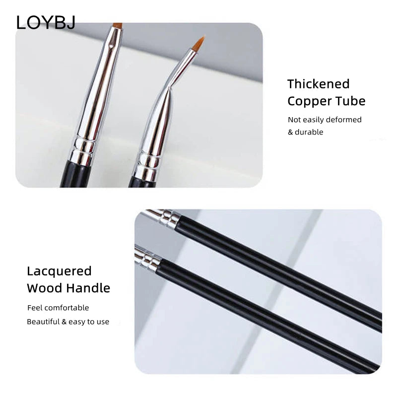 Eyeliner Brush Set for Precise Eye Makeup - Bent & Straight Fine Liner Makeup Tools