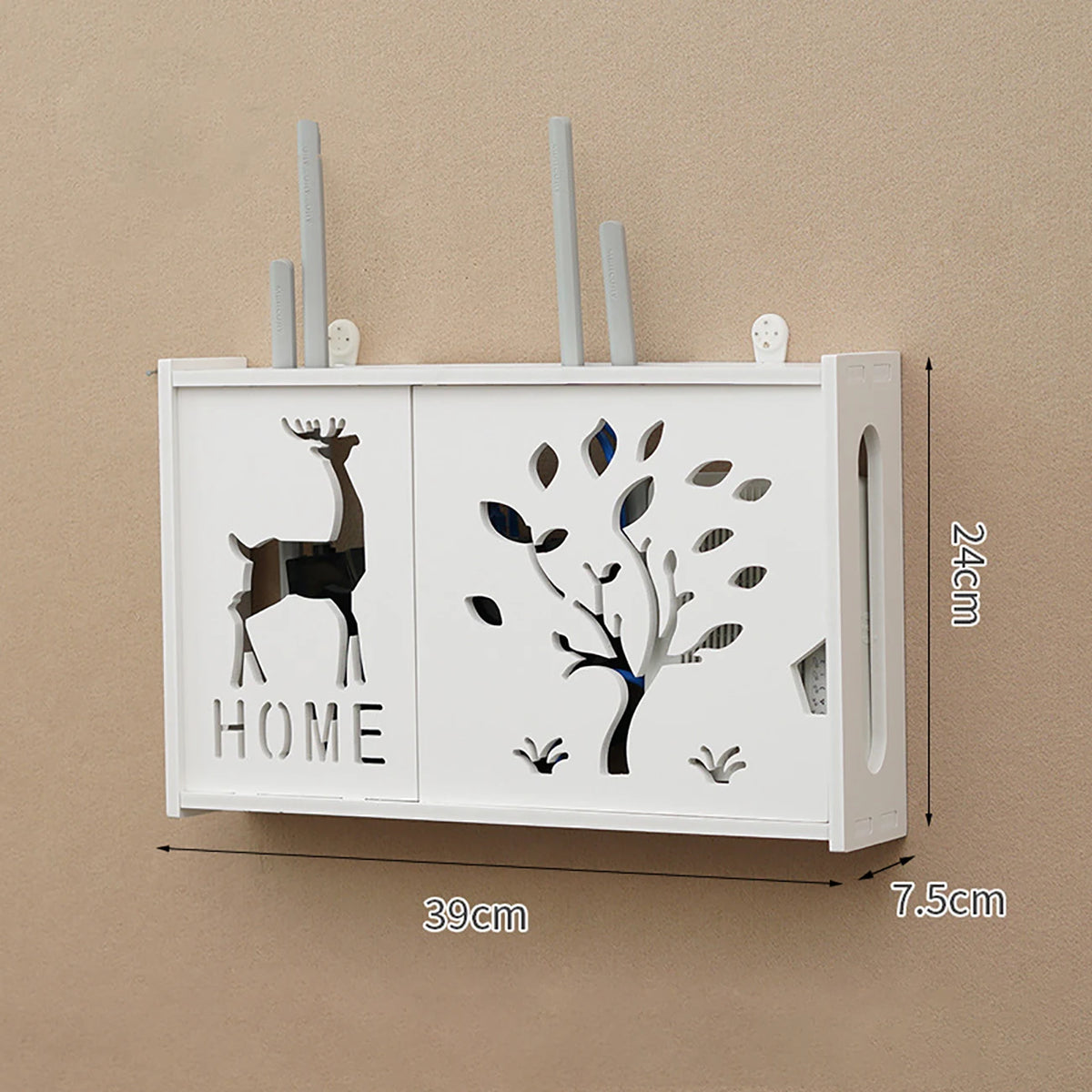 Wall-Mounted Shelf Organizer for Router and Cable Storage - No Punch Installation