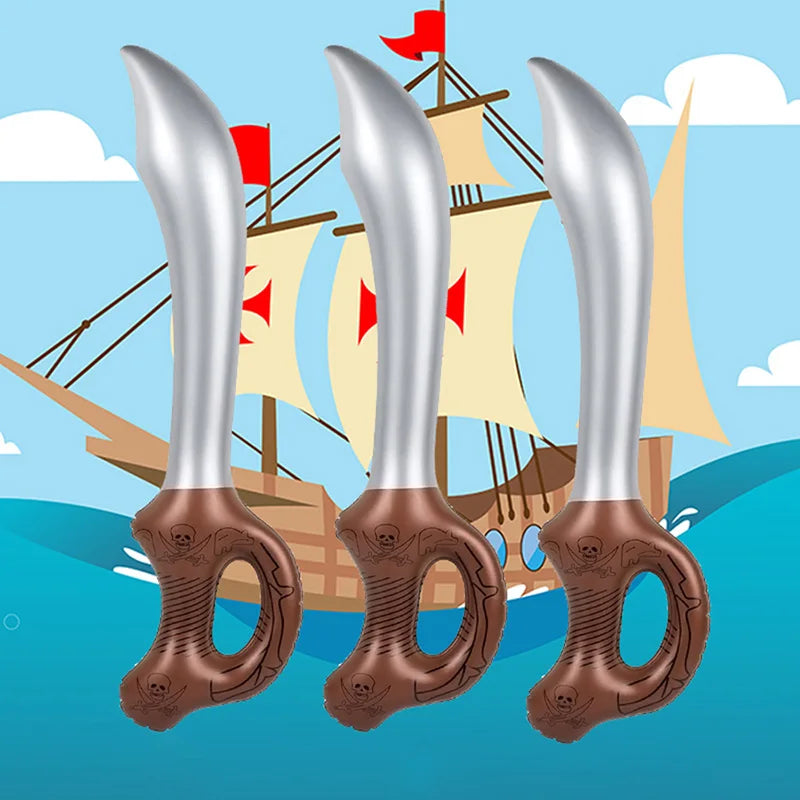 12 Pcs Inflatable Pirate Swords Toy Set for Parties Halloween Pool Play