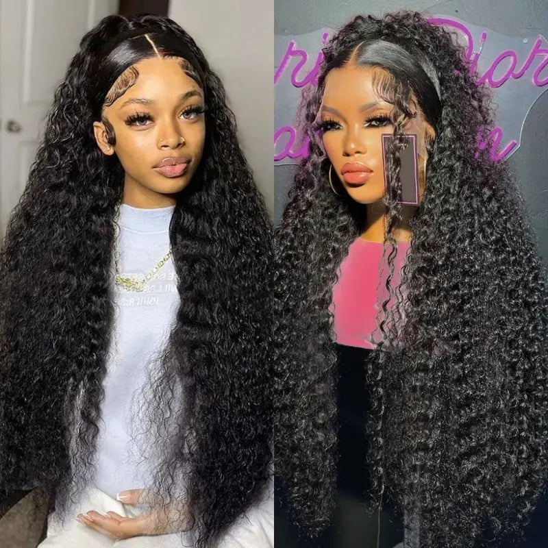 Curly Lace Front Human Hair Wig for Black Women Pre-Plucked Brazilian Deep Wave 13x4 & 13x6 HD Lace Frontal