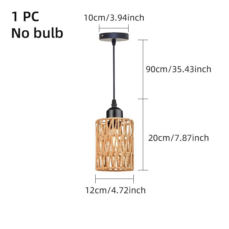 Handwoven Hemp Rope Ceiling Lamp - Southeast Asian Style Restaurant Hotel Decor