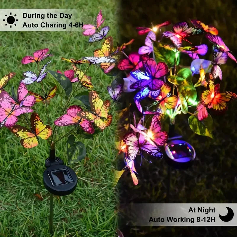 Solar LED Butterfly Garden Light Outdoor Landscape Decor Waterproof