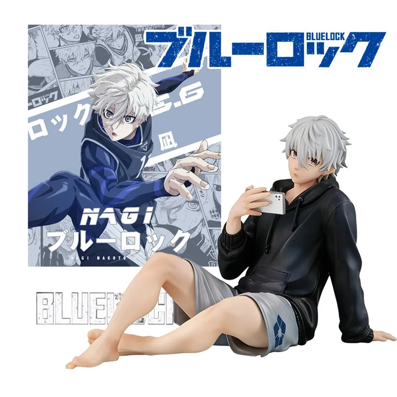 Action Figures 9cm Blue Lock Nagi Seishiro Repaint Sitting PVC Collectible Toy