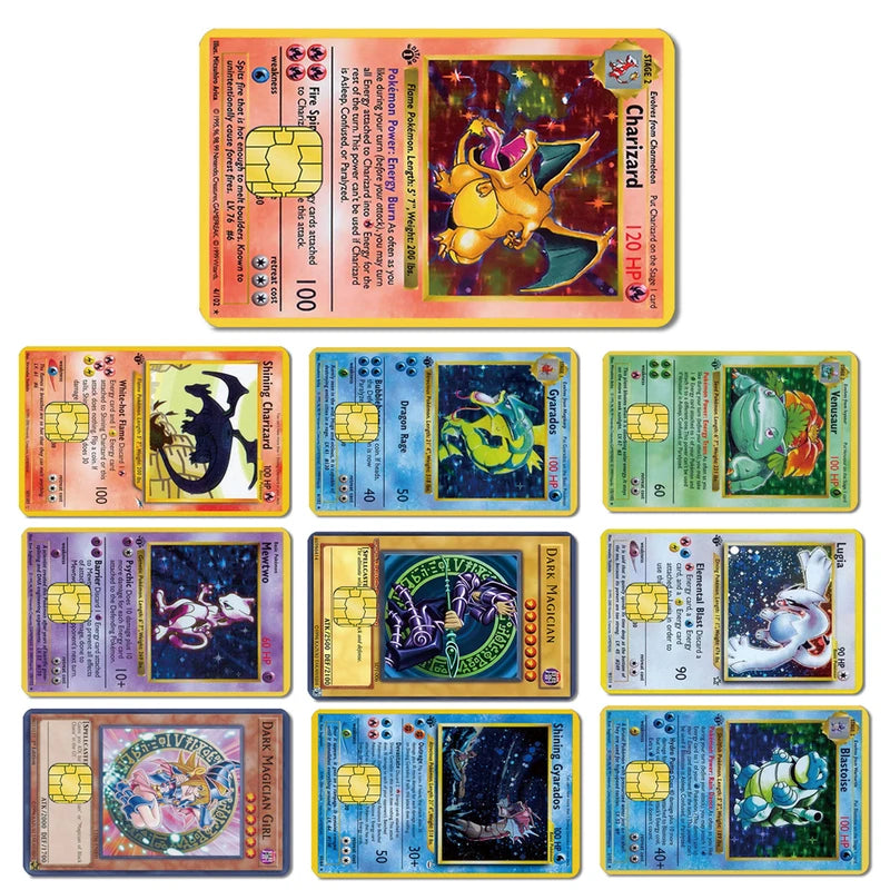 Pokemon Card Decals Waterproof Sticker Set for Credit and Game Cards - Multiple Colors