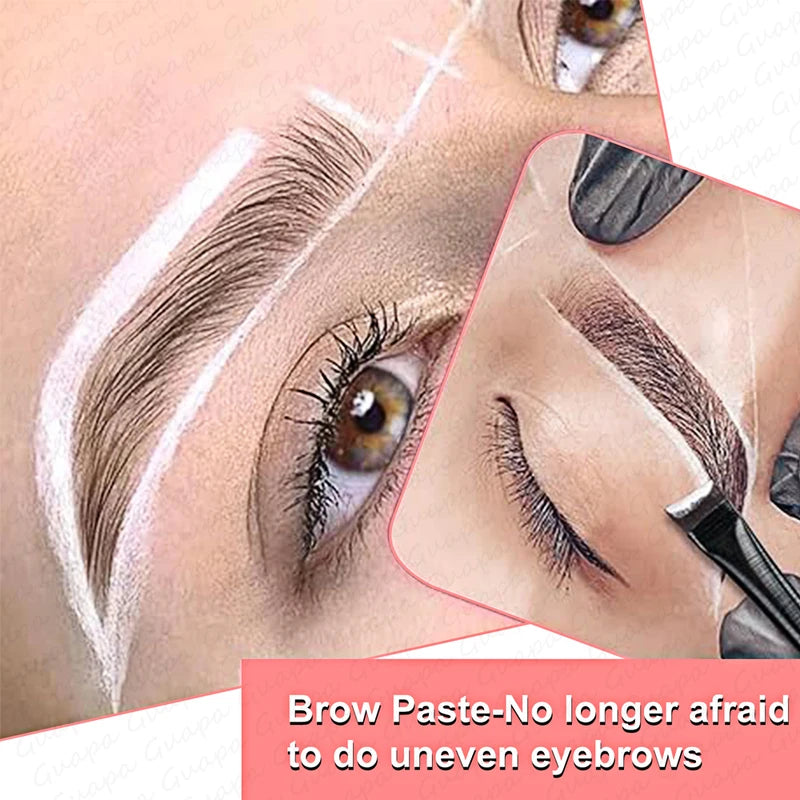 Microblading Brows Mapping Kit with White Brow Paste & Brushes for Flawless Eyebrow & Lip Shape