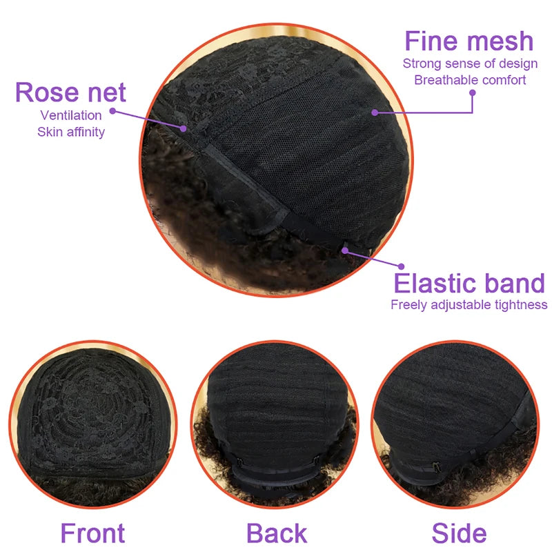 Short Pixie Cut Human Hair Wig - Brazilian Straight Black Wigs for Women