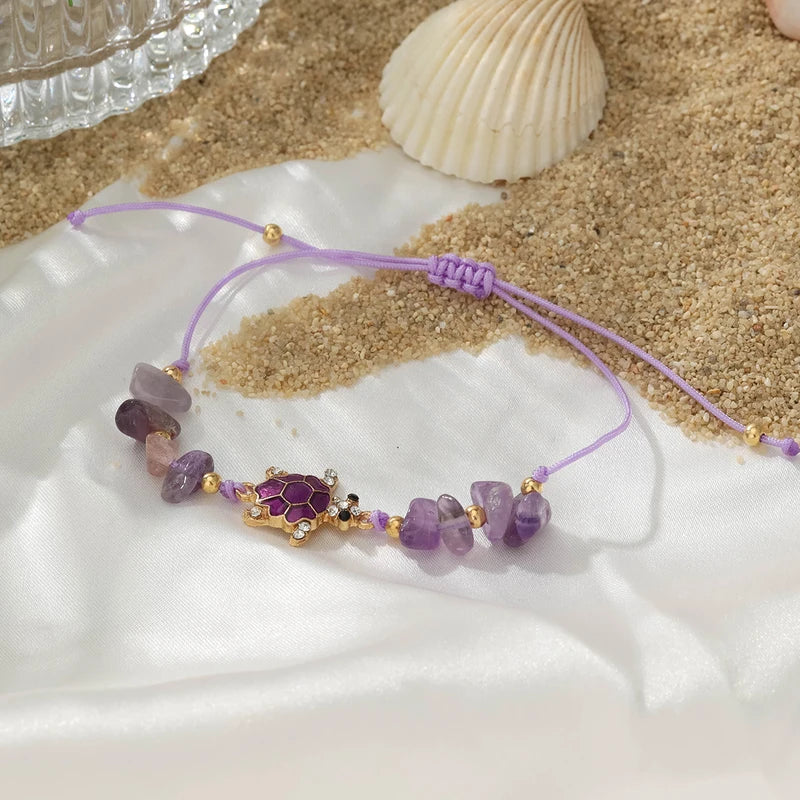 Bohemian Turtle Stone Bracelet Set for Summer Beach Vacation