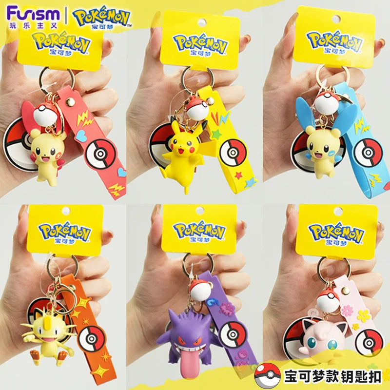 Pokemon Action Figure Keychain Set - Morpeko, Gengar, Meowth, Cubone & More
