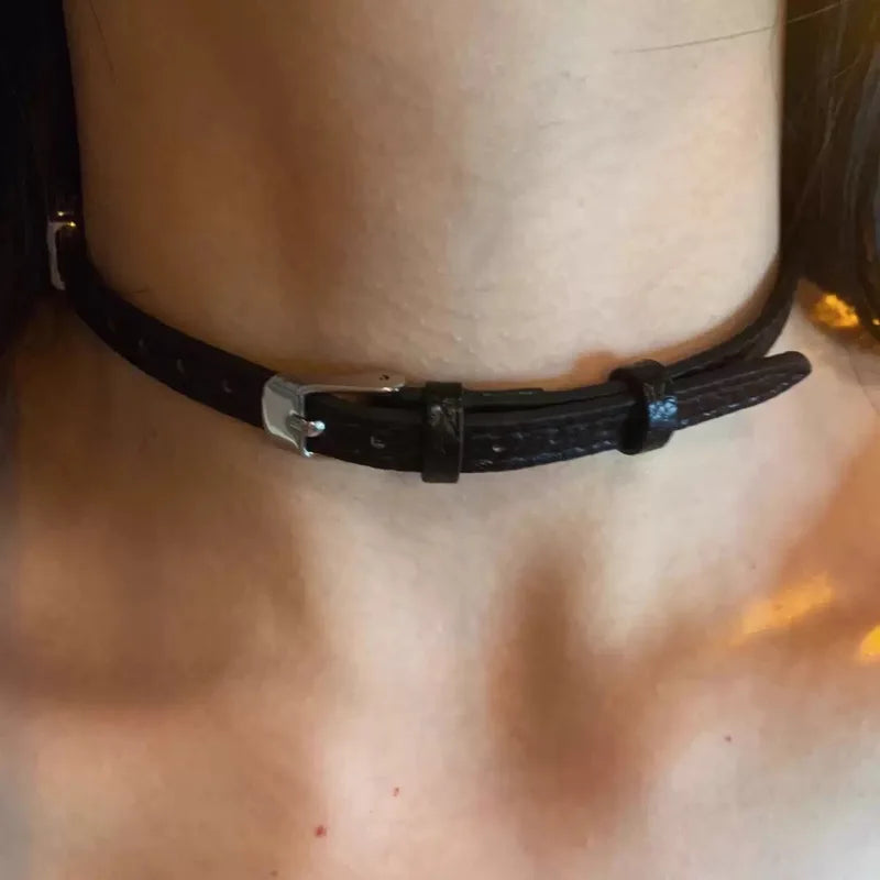Trendy Gothic Leather Chain Choker Necklace for Women and Men - Punk Y2K Jewelry